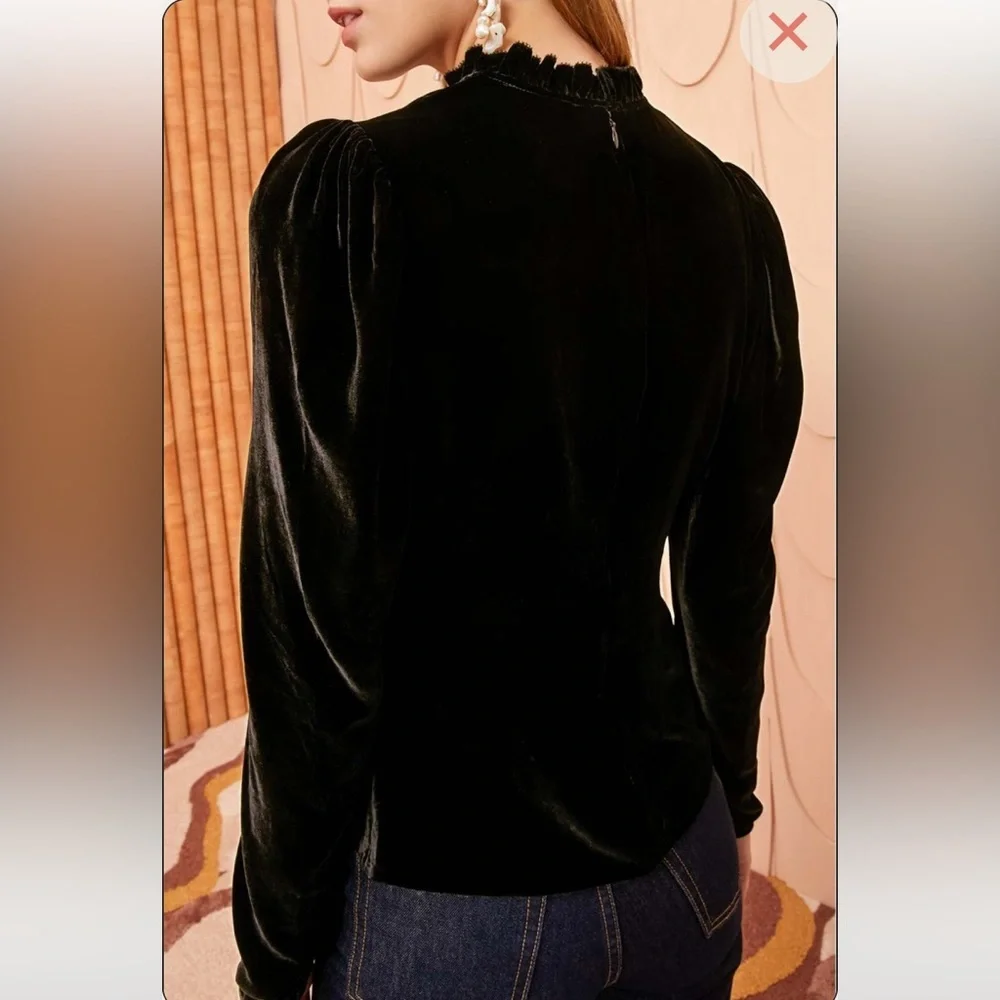 Ulla Johnson Marlene Velvet Blouse Black‎ Size 2 Noir Matches Veronica Pants